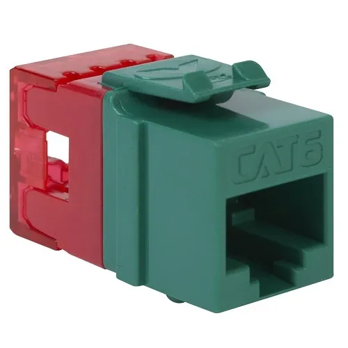 ICC IC1078F6GN CAT6 Keystone Jack with Slim Profile, 180-Degree Punch Down, RJ45 UL Listed PoE++ TAA Compliant for Wall Plate or Patch Panel, Works with JackEasy Termination Tool, Green