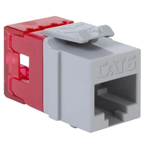 ICC IC1078F6GY CAT6 Keystone Jack with Slim Profile, 180-Degree Punch Down, RJ45 UL Listed PoE++ TAA Compliant for Wall Plate or Patch Panel, Works with JackEasy Termination Tool, Gray