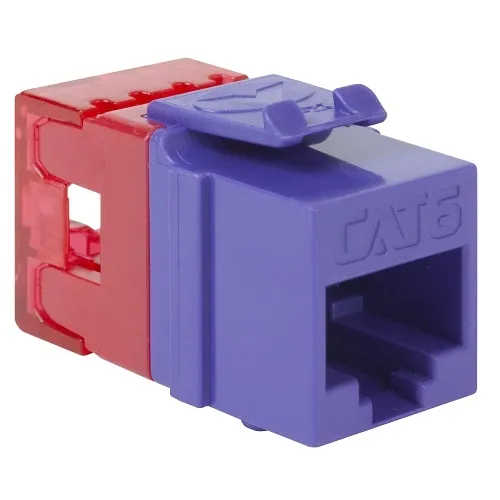 ICC IC1078F6PR CAT6 Keystone Jack with Slim Profile, 180-Degree Punch Down, RJ45 UL Listed PoE++ TAA Compliant for Wall Plate or Patch Panel, Works with JackEasy Termination Tool, Purple