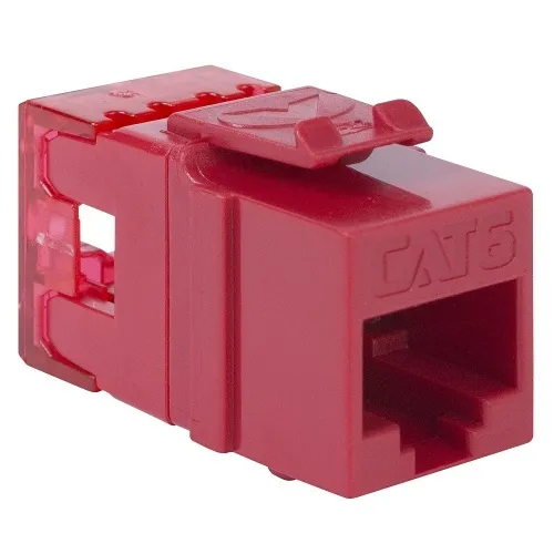 ICC IC1078F6RD CAT6 Keystone Jack with Slim Profile, 180-Degree Punch Down, RJ45 UL Listed PoE++ TAA Compliant for Wall Plate or Patch Panel, Works with JackEasy Termination Tool, Red