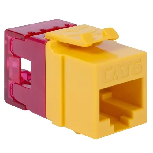 ICC IC1078F6YL CAT6 Keystone Jack with Slim Profile 180-Degree Punch Down, RJ45 UL Listed PoE++ TAA Compliant for Wall Plate / Patch Panel, Yellow