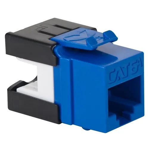 ICC IC1078GABL CAT6A Keystone Jack with Slim Profile 180-Degree Punch Down, 10Gbps RJ45 UL Listed PoE++ TAA Compliant for Wall Plate / Patch Panel, Blue