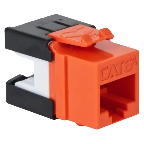 ICC IC1078GAOR CAT6A Keystone Jack with Slim Profile, 180-Degree Punch Down, 10Gbps RJ45 UL Listed PoE++ TAA Compliant for Wall Plate or Patch Panel, Works with JackEasy Termination Tool, Orange