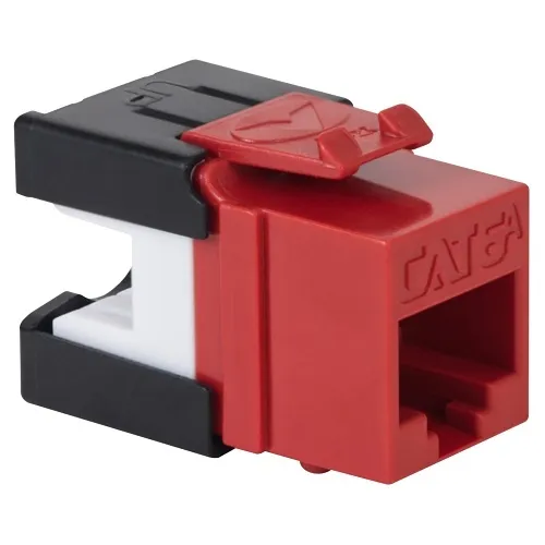 ICC IC1078GARD CAT6A Keystone Jack with Slim Profile, 180-Degree Punch Down, 10Gbps RJ45 UL Listed PoE++ TAA Compliant for Wall Plate or Patch Panel, Works with JackEasy Termination Tool, Red