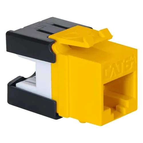 ICC IC1078GAYL CAT6A Keystone Jack with Slim Profile, 180-Degree Punch Down, 10Gbps RJ45 UL Listed PoE++ TAA Compliant for Wall Plate or Patch Panel, Works with JackEasy Termination Tool, Yellow
