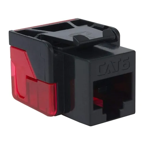ICC IC1078L6BK CAT6 Keystone Jack with Inline IDC No Pair Split Wiring, UL Listed PoE++ TAA Compliant for Wall Plate / Patch Panel, Black