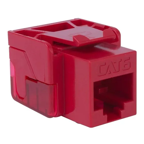ICC IC1078L6RD CAT6 Keystone Jack with Inline IDC No Pair Split Wiring, Easier Termination, UL Listed PoE++ TAA Compliant for Wall Plate or Patch Panel, Works with JackEasy Termination Tool, Red