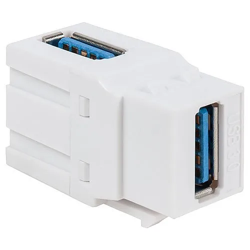ICC IC107AUSWH 90˚ USB 3.0 Modular Coupler in White for HD Style, White