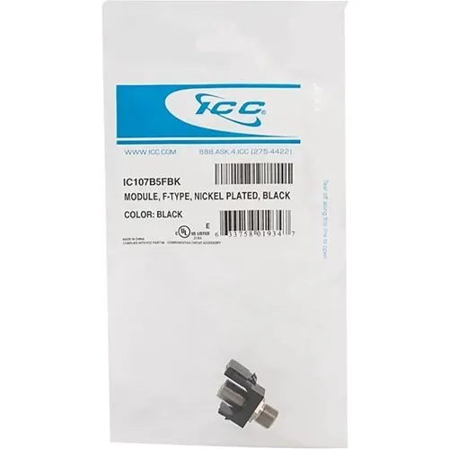 ICC IC107B5FBK 2 GHz F-Type Modular Jack with Nickel Plated Connector in HD Style, Black