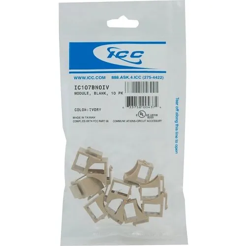 ICC IC107BN0IV Blank Fill-in Insert for HD-Style Ports, 10-Pack, Ivory