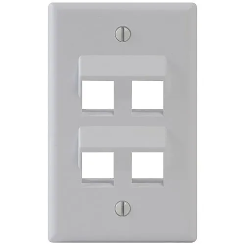 ICC IC107DA4WH Angled Faceplate with 4-Angled Ports for EZ HD Style in Single Gang, White
