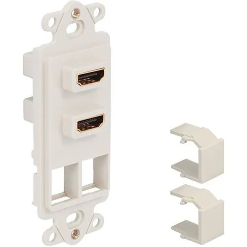 ICC IC107DDHWH Decorex Insert with HDMI Connectors and Ports for HD Style, White