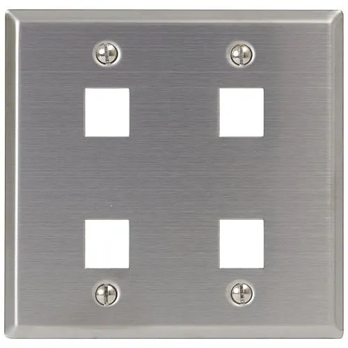 ICC IC107DF4SS Classic Stainless-Steel Faceplate with Ports for EZ HD Style in Double Gang