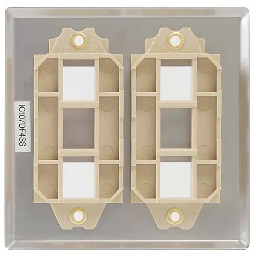 ICC IC107DF4SS Classic Stainless Steel Faceplate with 4 Ports for EZ / HD Style in Double Gang