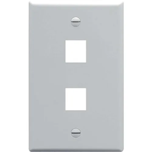 ICC IC107F02GY Single-Gang Classic Faceplate, Ports, EZ/HD Style, Gray