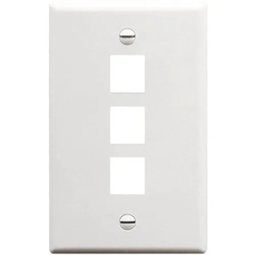 ICC IC107F03WH Single-Gang Classic Faceplate, 3-Ports, EZ/HD Style, White