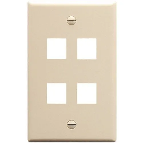 ICC IC107F04AL Single-Gang Classic Faceplate, Ports, EZ/HD Style, Almond