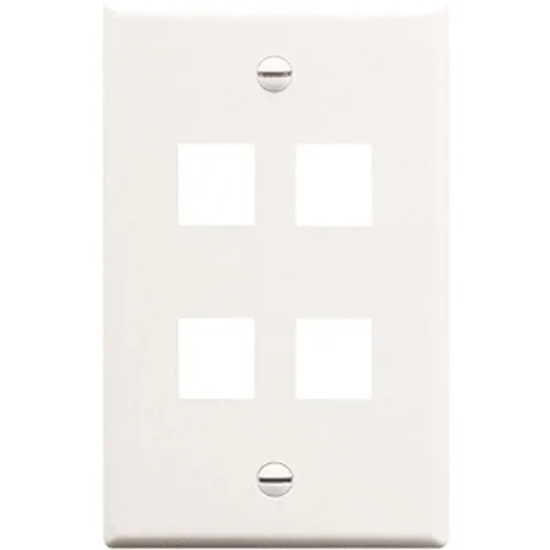 ICC IC107F04WH Single-Gang Classic Faceplate, 4-Ports, EZ/HD Style, White