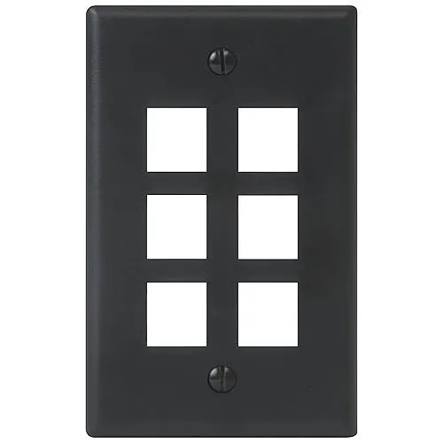 ICC IC107F06BK Classic Faceplate with Ports for EZ HD Style in Single Gang, Black