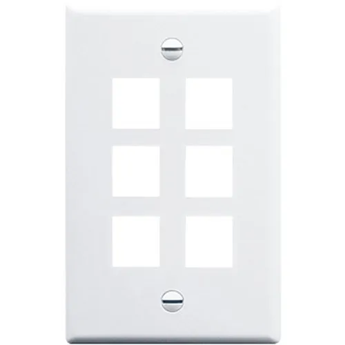 ICC IC107F06WH Single-Gang Classic Faceplate, 6-Ports, EZ/HD Style, White