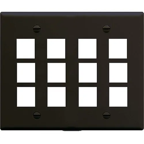 ICC IC107F12BK Classic Faceplate with 12 Ports for EZ HD Style in Double Gang, Black