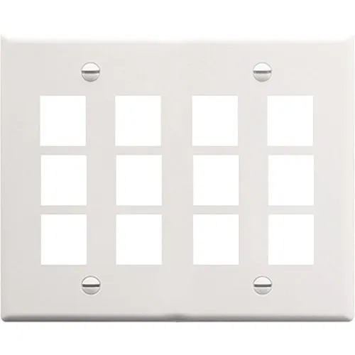 ICC IC107F12WH Double-Gang Classic Faceplate, 12 Ports, EZ/HD Style, White