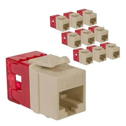 ICC IC107F6TIV CAT6 Keystone Jack with Slim Profile 180-Degree Punch Down, RJ45  PoE++ TAA Compliant for Wall Plate or Patch Panel,  JackEasy Termination Tool, Ivory, 10-Pack