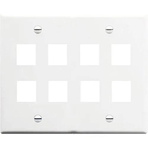 ICC IC107FD8IV Classic Faceplate with Ports for EZ HD Style in Double Gang, White