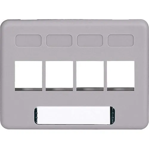 ICC IC107FN4GY Modular Furniture Faceplate with Ports for HD Style in NEMA Size, Gray
