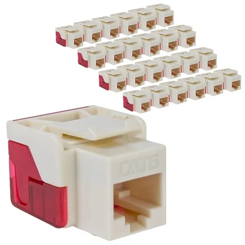 ICC IC107L6CAL CAT6 Keystone Jack with Inline IDC No Pair Split Wiring (Easier Termination) PoE++ for Wall Plate or Patch Panel, 25-Pack, Almond