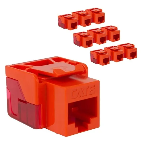 ICC IC107L6TOR CAT6 Keystone Jack with Inline IDC No Pair Split Wiring (Easier Termination)  PoE++ TAA Compliant for Wall Plate or Patch Panel,  JackEasy Termination Tool, Orange, 10-Pack