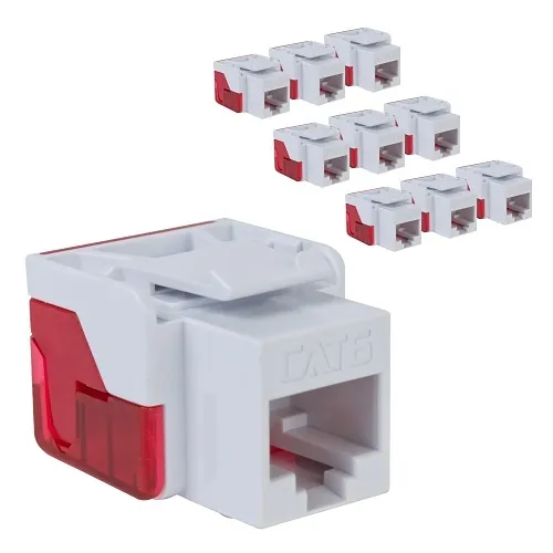 ICC IC107L6TWH CAT6 Keystone Jack with Inline IDC No Pair Split Wiring (Easier Termination)  PoE++ TAA Compliant for Wall Plate or Patch Panel,  JackEasy Termination Tool, White, 10-Pack