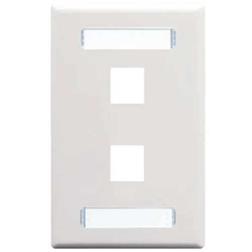 ICC IC107S02WH Single-Gang Station ID Faceplate, Ports, EZ/HD Style, White