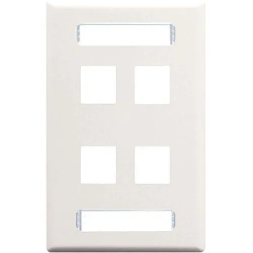 ICC IC107S04WH Single-Gang Station ID Faceplate, Ports, EZ/HD Style, White
