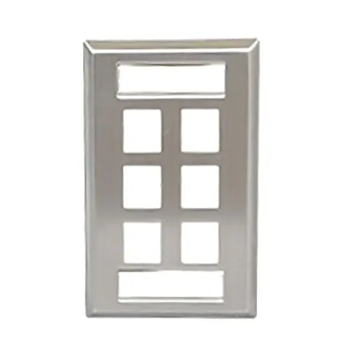 ICC IC107S06SS Station ID Stainless-Steel Faceplate with 6-Port for EZ/HD Style in Single Gang