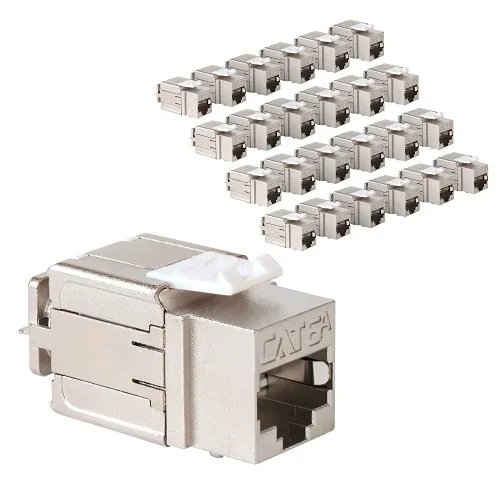 ICC IC107SACA0 Shielded FTP CAT6A Keystone Jack with Slim Profile 180 Degree Punch Down, 10Gbps RJ45 UL Listed PoE++ TAA Compliant, Works with JackEasy Termination Tool, 25-Pack