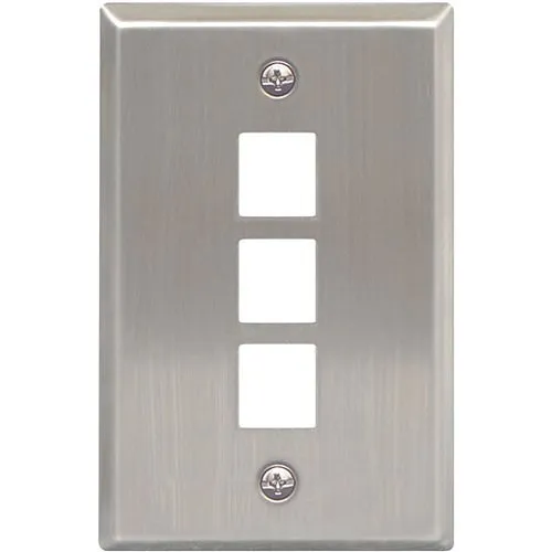ICC IC107SF3SS Classic Stainless-Steel Faceplate with Ports for EZ/HD Style in Single Gang