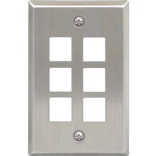 ICC IC107SF6SS Classic Stainless-Steel Faceplate with Ports for EZ HD Style in Single Gang