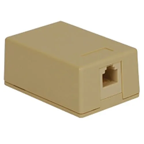 ICC IC625SV1IV Surface Mount Box Keystone Jack with 1-Voice in 6P6C for EZ, Ivory