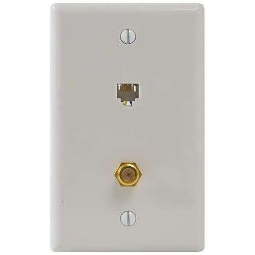 ICC IC630E6GWH Faceplate with 6P6C Screw Terminals and F-Type, White