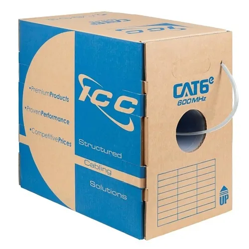 ICC ICCABR6EWH CAT6e CMR Riser 23AWG 100% Solid Pure Copper Unshielded Bulk Ethernet Cable, UTP, PoE++, 600MHz, UL Certified, 1000' Reelex Pull Box, White