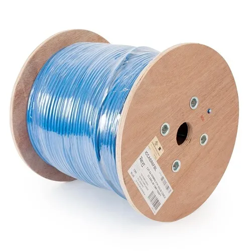 ICC ICCABR6FBL CAT6A CMR Riser 23AWG 100% Solid Pure Copper Shielded Bulk Ethernet Cable, FTP, PoE++, 650 MHz, UL Certified, ETL Verified, 1000' Reel, Blue