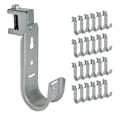 ICC ICCMSJHB33 Beam Clamp J Hook 1 5/16" Without Retainer Clip, Galvanized Steel Cable Management Hooks for Hanging Cable to Beams, Rust-Resistant, EIA and TIA Compliant, 25-Pack