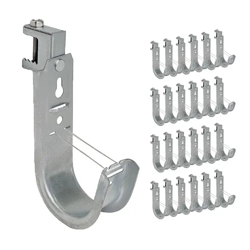 ICC ICCMSJHB44 Beam Clamp J Hook 2" with Retainer Clip, Galvanized Steel Cable Management Hooks for Hanging Cable to Beams, Rust-Resistant, EIA and TIA Compliant, 25-Pack