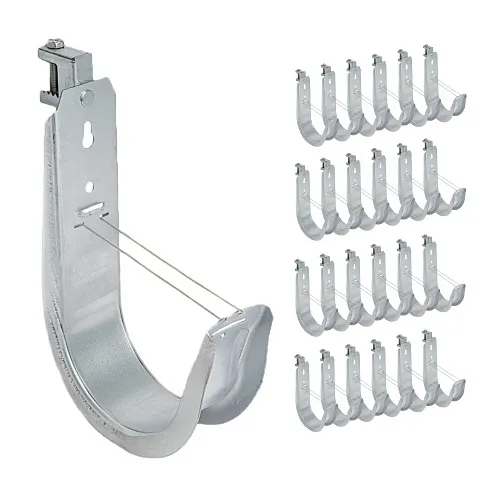 ICC ICCMSJHB55 Beam Clamp J Hook 4" with Retainer Clip, Galvanized Steel Cable Management Hooks for Hanging Cable to Beams, Rust-Resistant, EIA and TIA Compliant, 25-Pack