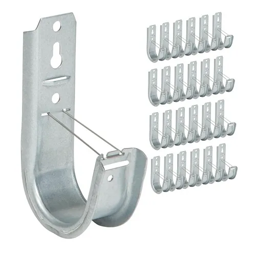 ICC ICCMSJHK44 2" Wall Mount J-Hook for Structured Cabling and Cable Management, Cable Support Hooks with Retainer Clips, Galvanized Steel with Zinc Finish, 25-Pack