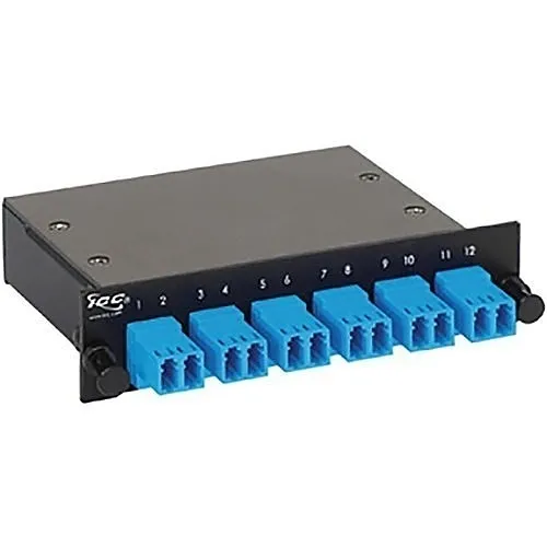 ICC ICFC12SLD9 Classic LC-MPO Fiber Optic LGX Compatible Cassette with Blue Singlemode Adapters and 12 OS2 Fibers