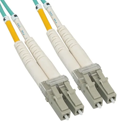 ICC ICFOJ1G703 OM3 Multimode LC to LC 50/125µm Fiber Patch Cable, Data Center Grade 0.1dB Typical Insertion Loss, ONFR Riser Jacket, 3m (10'), 1-Pack, Aqua