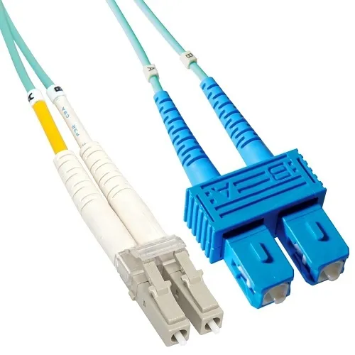 ICC ICFOJ2G701 OM3 Multimode LC to SC 50/125µm Fiber Patch Cable, Data Center Grade 0.1dB Typical Insertion Loss, ONFR Riser Jacket, 1m (3'), 1-Pack, Aqua