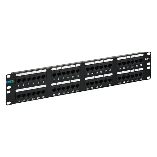 ICC ICMPP04860 48-Port Rackmount with CAT6 19" Network Patch Panel and Rear 110 IDC Terminal Blocks for Gigabit Network Switch, UL Listed, PoE   Rated Gigabit Applications, 2U RS, Black